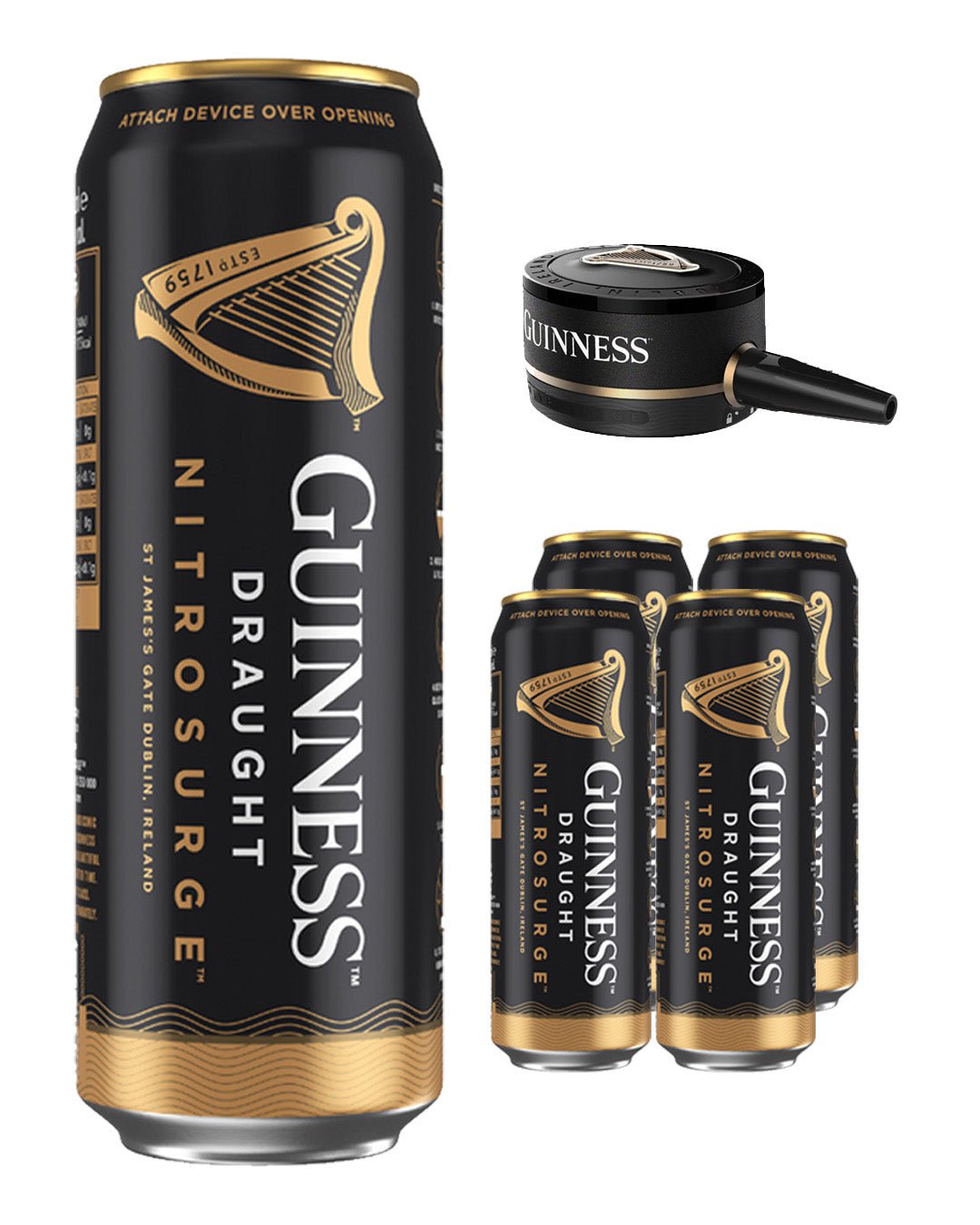 Guinness Draught Nitrosurge Can Bundle, 4 x 558 ml + Device
