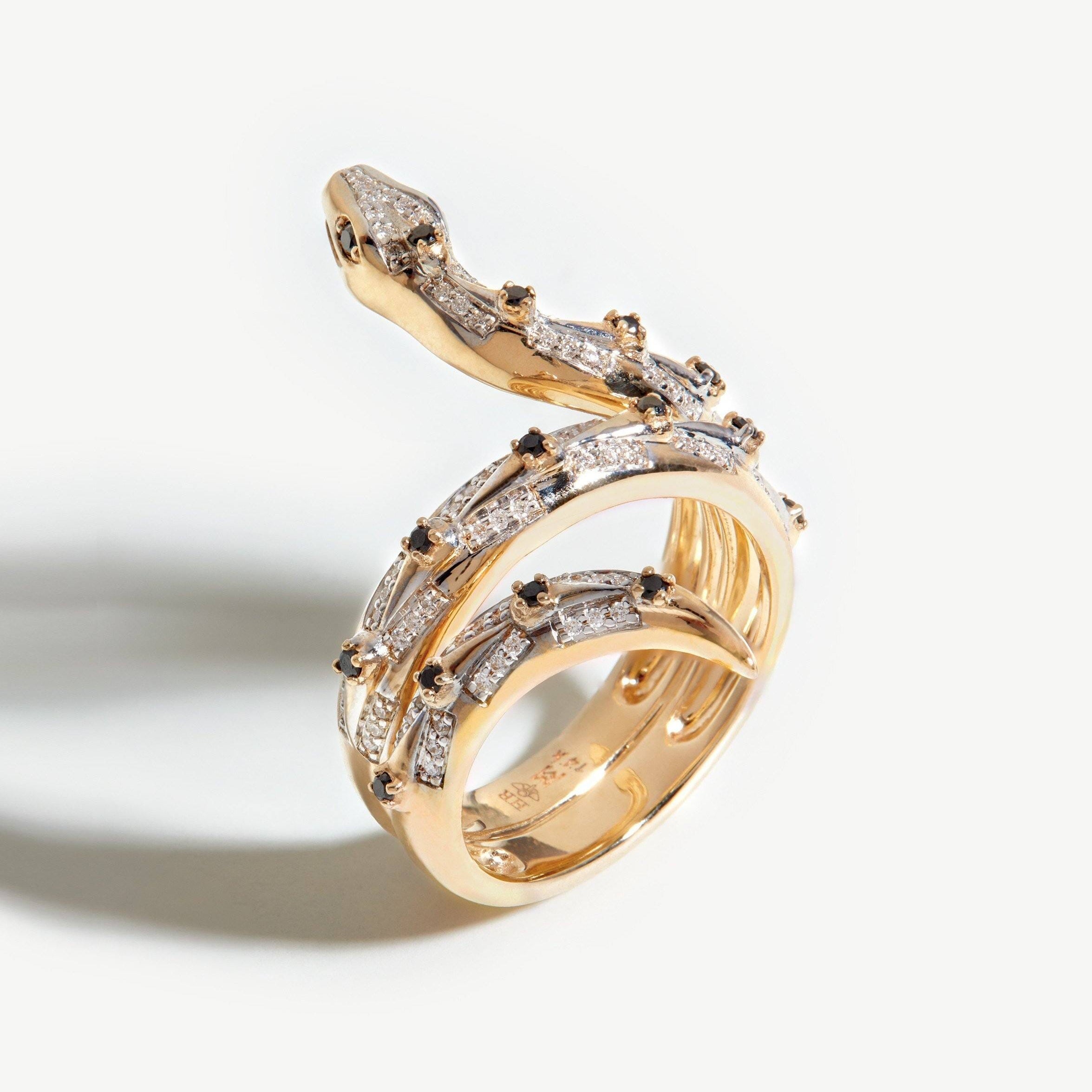 Harris Reed Fine Coiled Serpent Ring | 14ct Solid Gold/Diamond Rings Missoma 