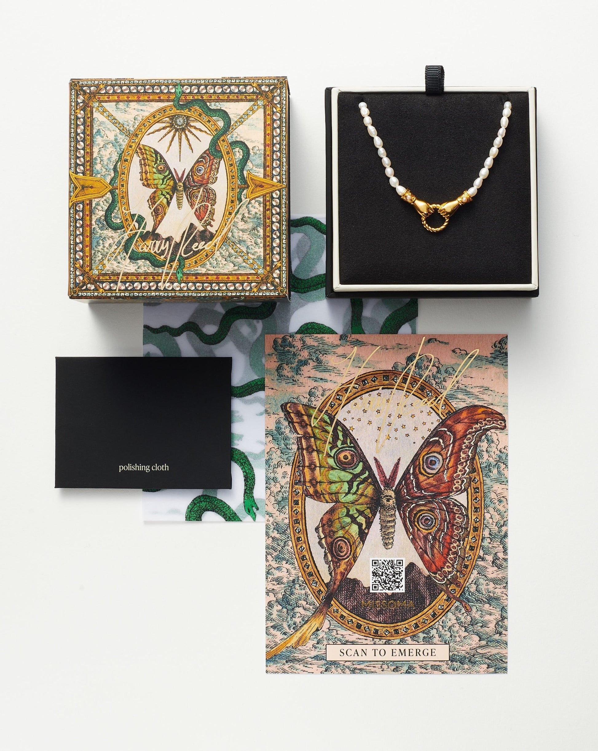 Harris Reed Fine Serpent Necklace | 14ct Solid Gold/Pearl & Diamond Necklaces Missoma 