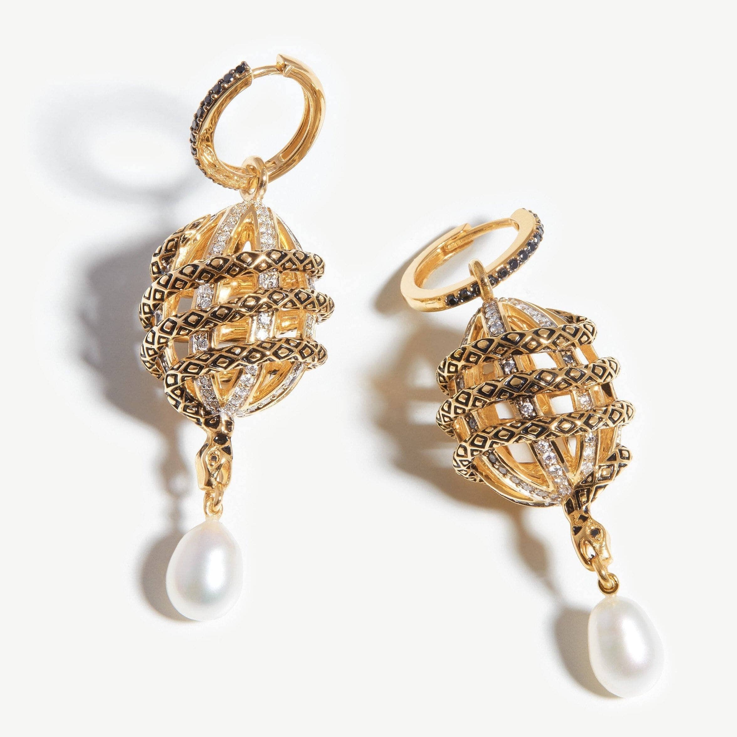 Harris Reed Fine Uncaged Drop Earrings | 14ct Solid Gold/Pearl & Diamond Earrings Missoma 