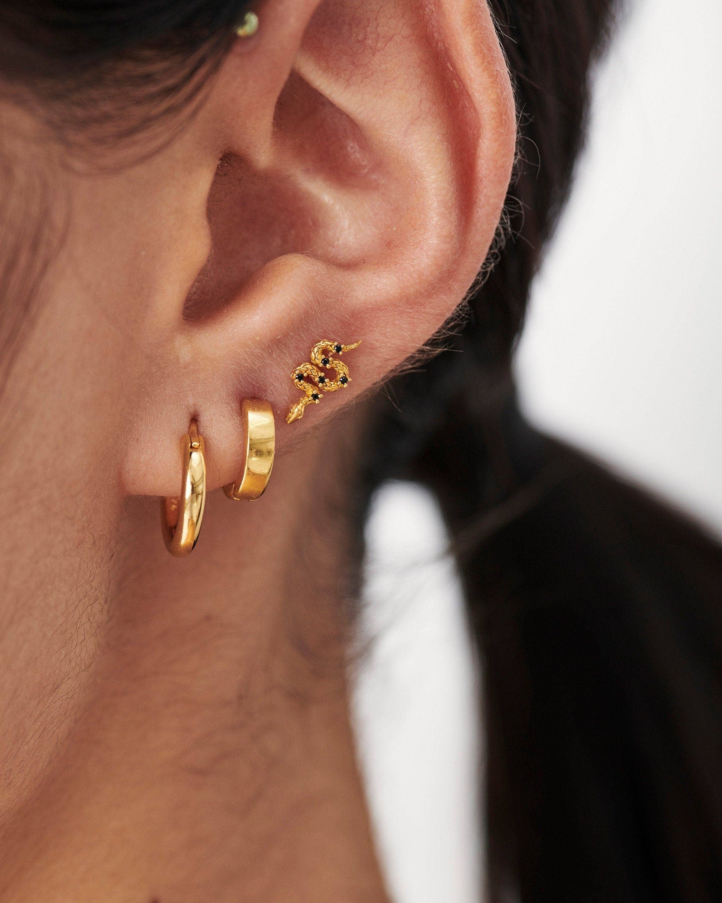 Harris Reed Serpent Single Stud Earring | 18ct Gold Plated Vermeil/Black Onyx Earrings Missoma 