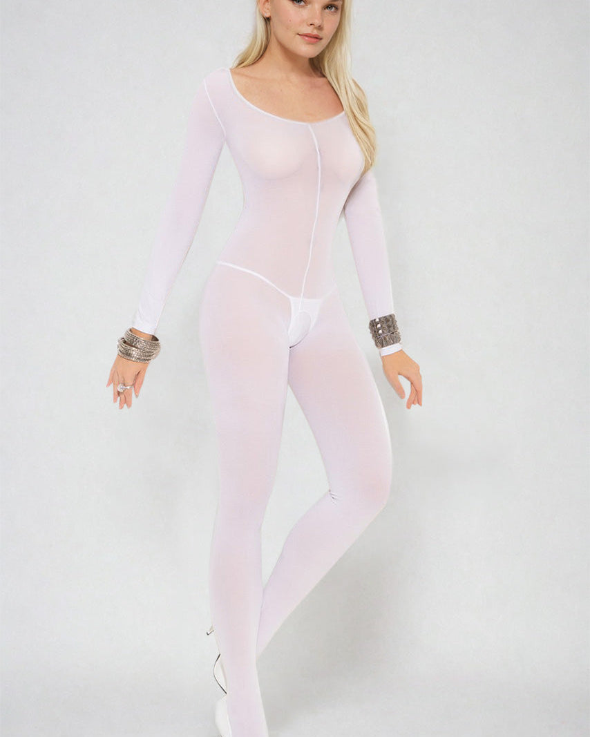 Opaque Long Sleeve Bodystocking