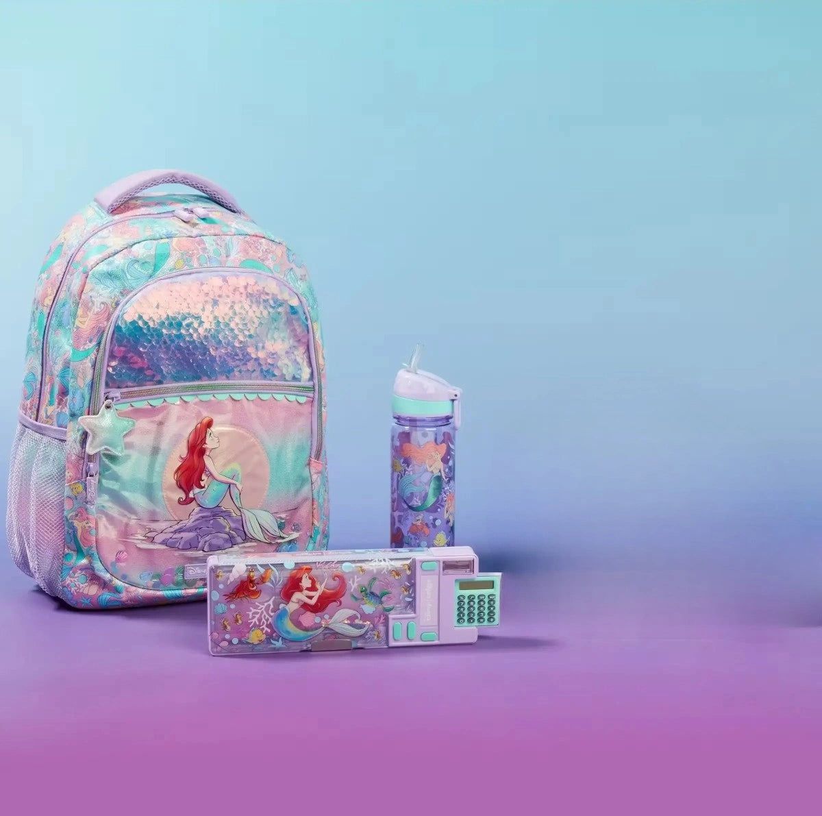 Smiggle – Disney Prensesi Ariel 3 Parçalı Okul Çantası Seti