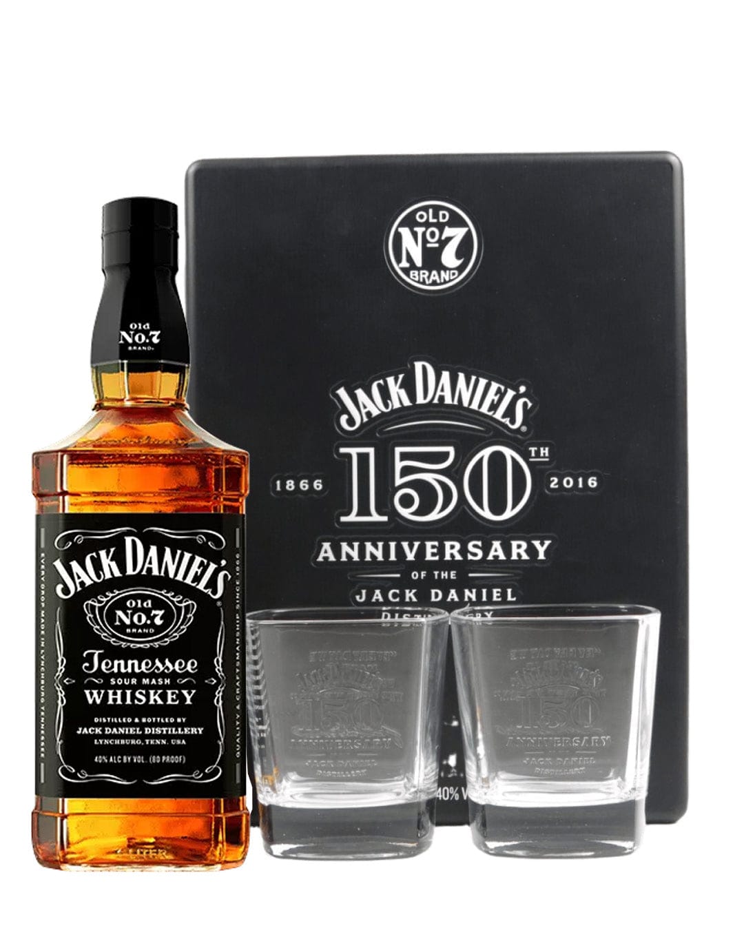 Jack Daniel's 150th Anniversary Tennessee Whiskey Rock Glass Gift Set, 70 cl