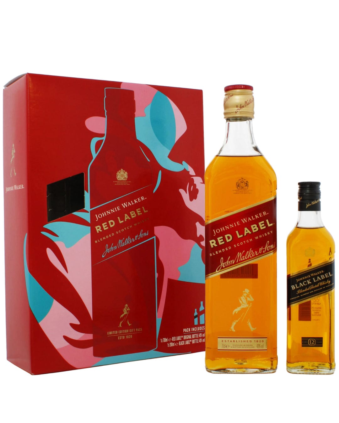 Johnnie Walker Red Label  Whisky 70 cl with Black Label 20 cl Gift Pack