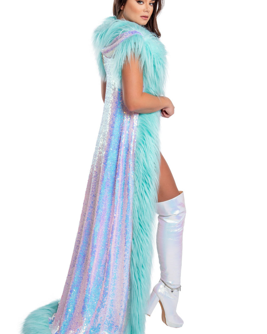 Holographic Sequin Mesh Duster
