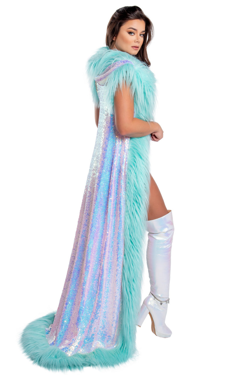 Holographic Sequin Mesh Duster