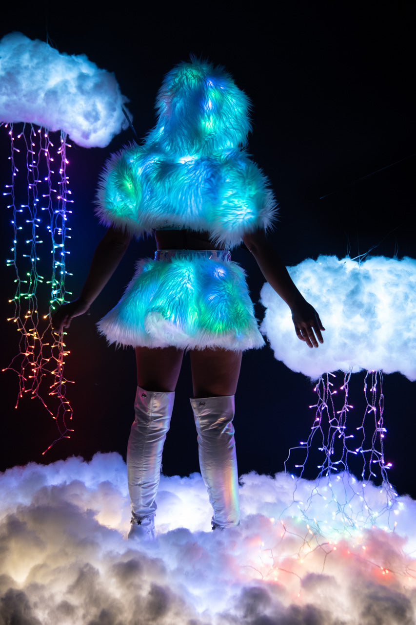 Light Up Furry Belted Skirt