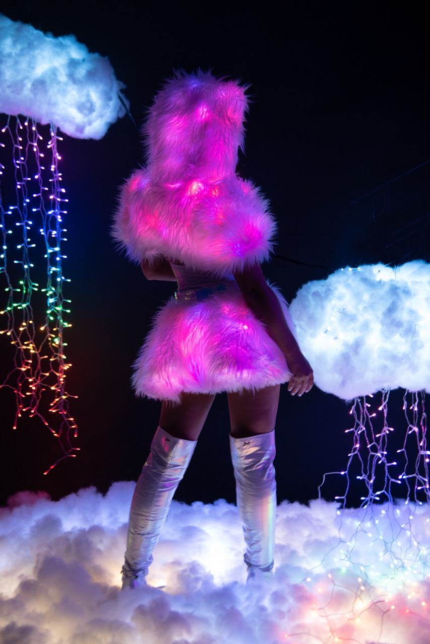 Light Up Furry Belted Skirt
