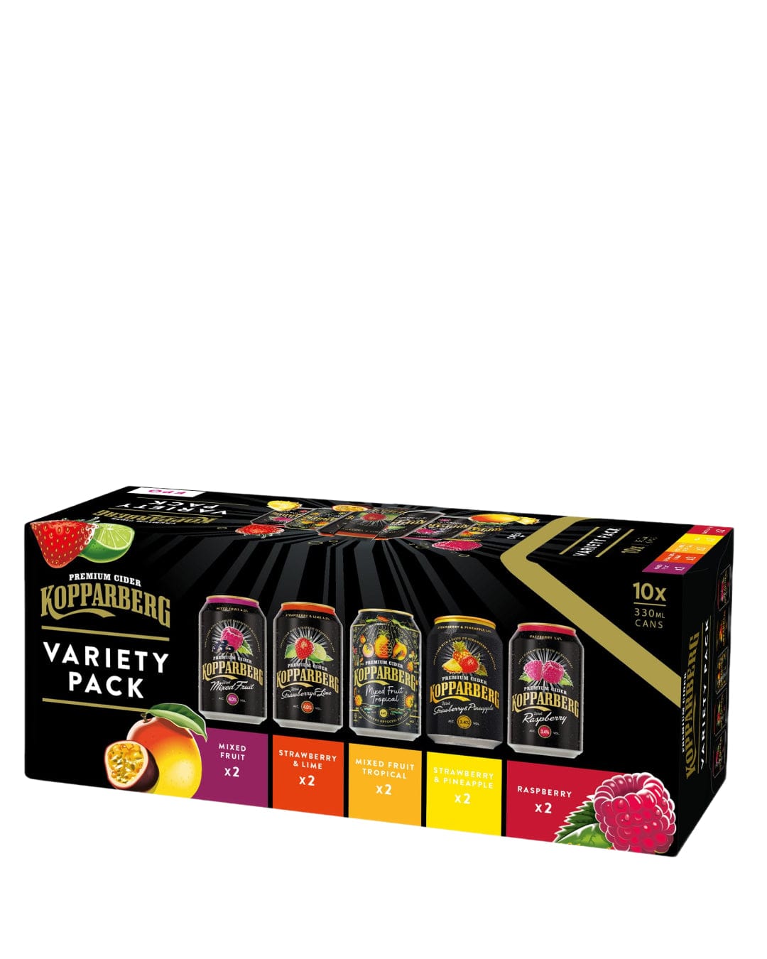 Kopparberg Fruit Cider Variety Mixed Case Can Multipack, 10 x 330 ml