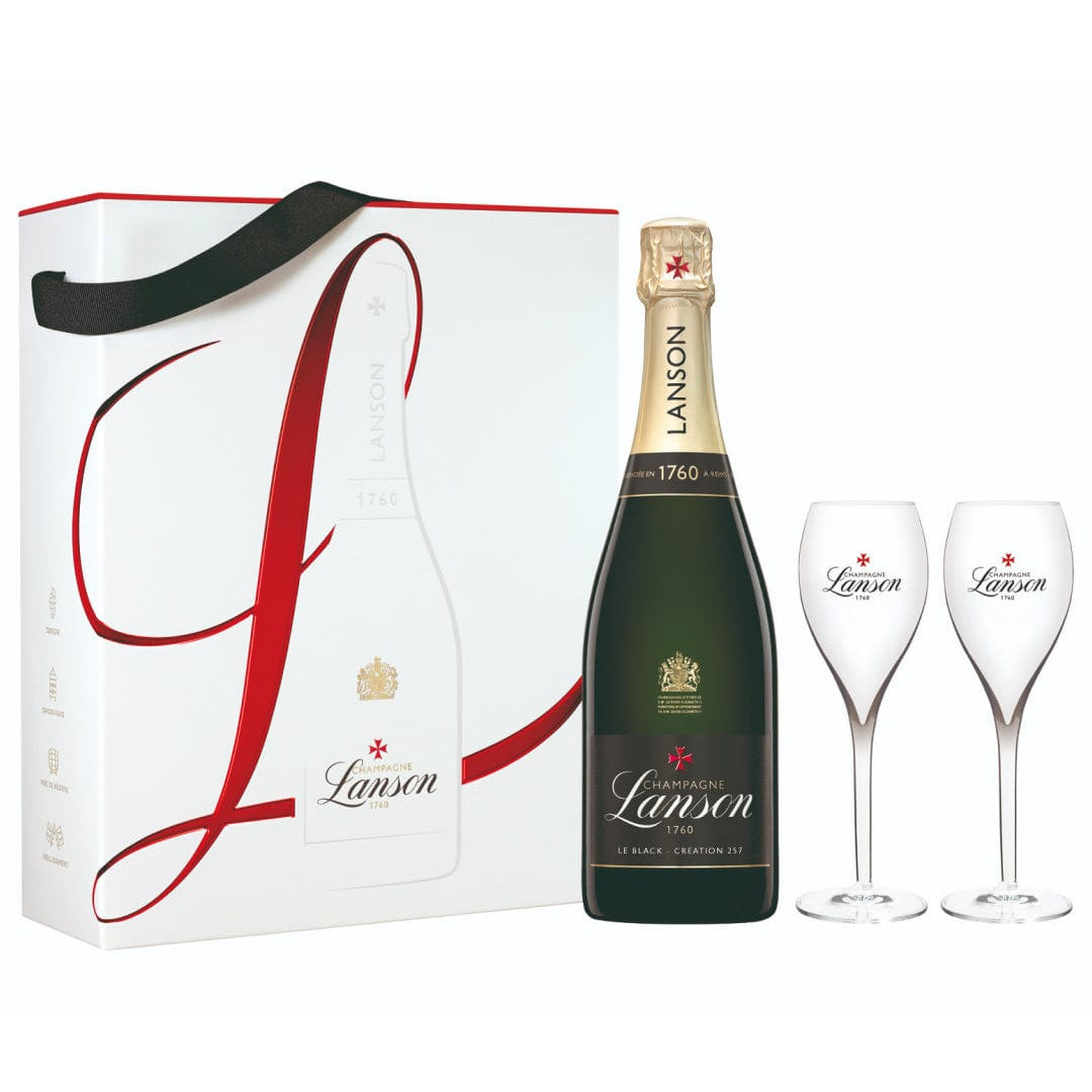 Lanson Le Black - Creation 257 Champagne with 2 Flutes Gift Box, 75 cl