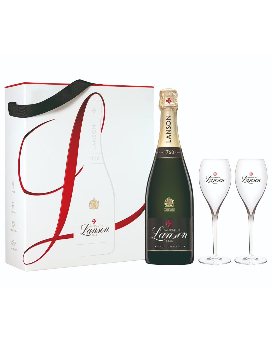 Lanson Le Black - Creation 257 Champagne with 2 Flutes Gift Box, 75 cl