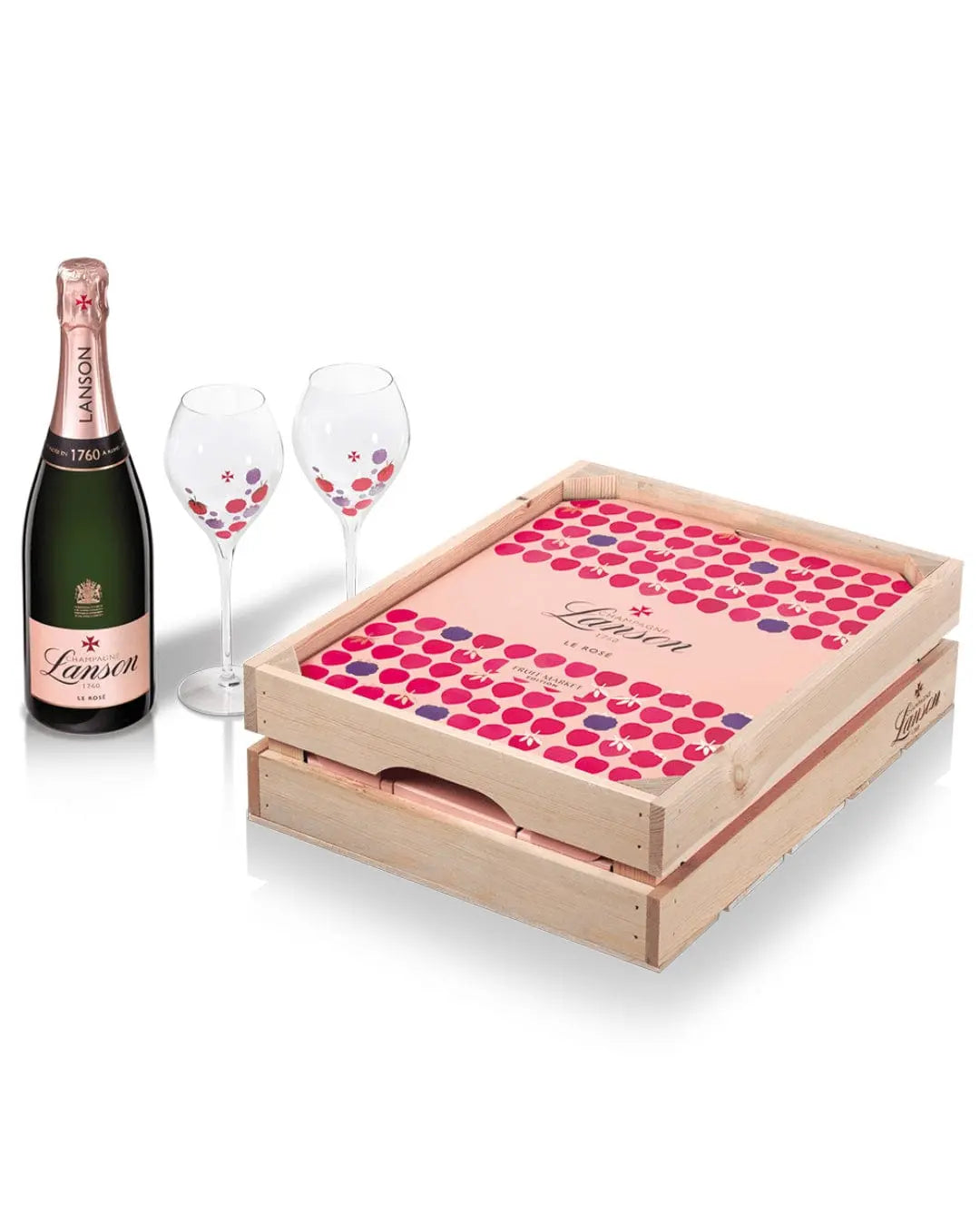 Lanson Rosé Champagne Fruit Market Gift Set, 75 cl