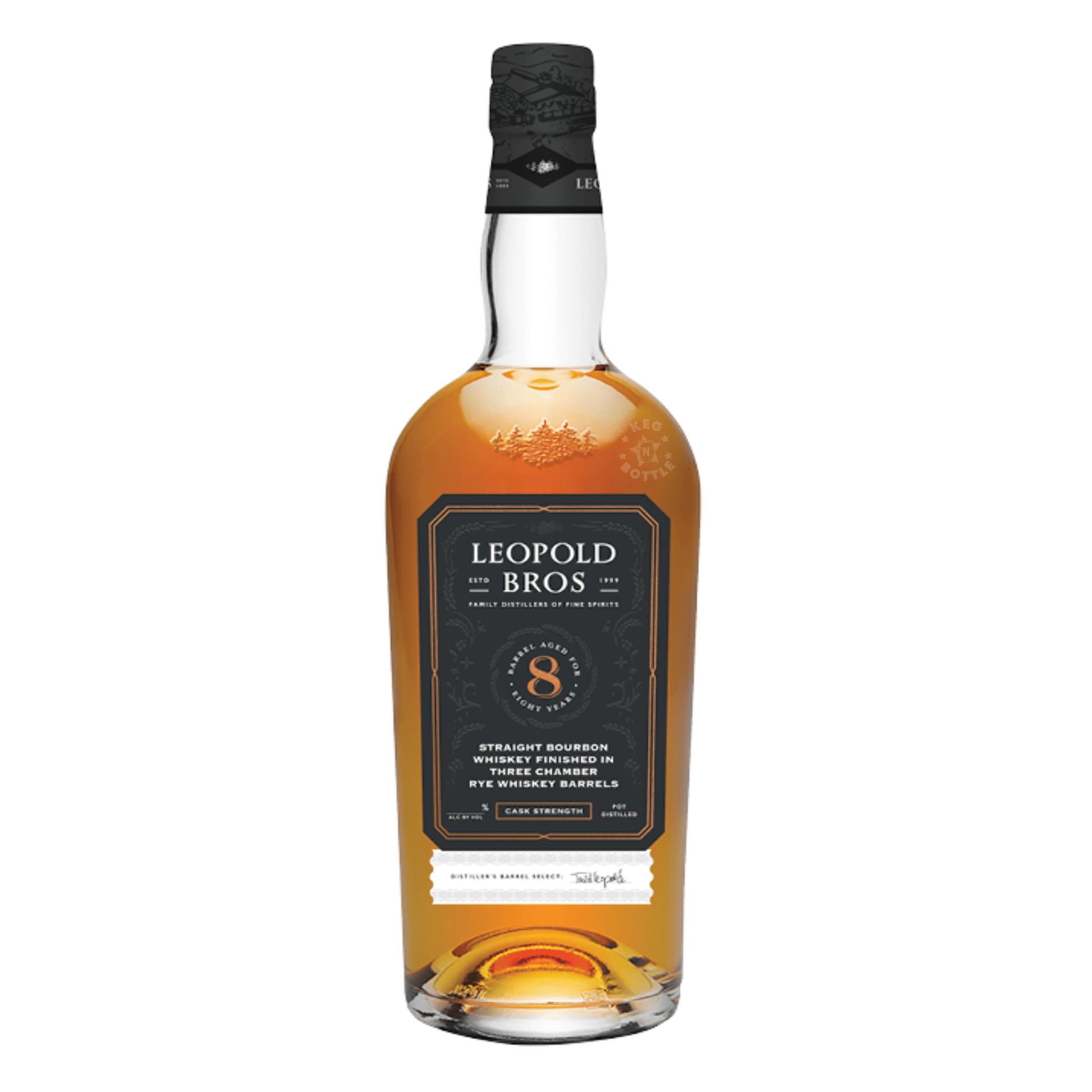 Leopold Bros 8 Year Straight Bourbon Whiskey Finished in Three Chamber Rye Whiskey Barrels (750 mL)