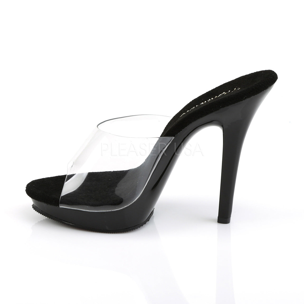 Women's Clear-Black 5" Heel Platform Slide