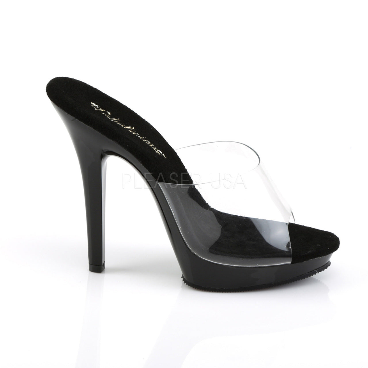 Women's Clear-Black 5" Heel Platform Slide