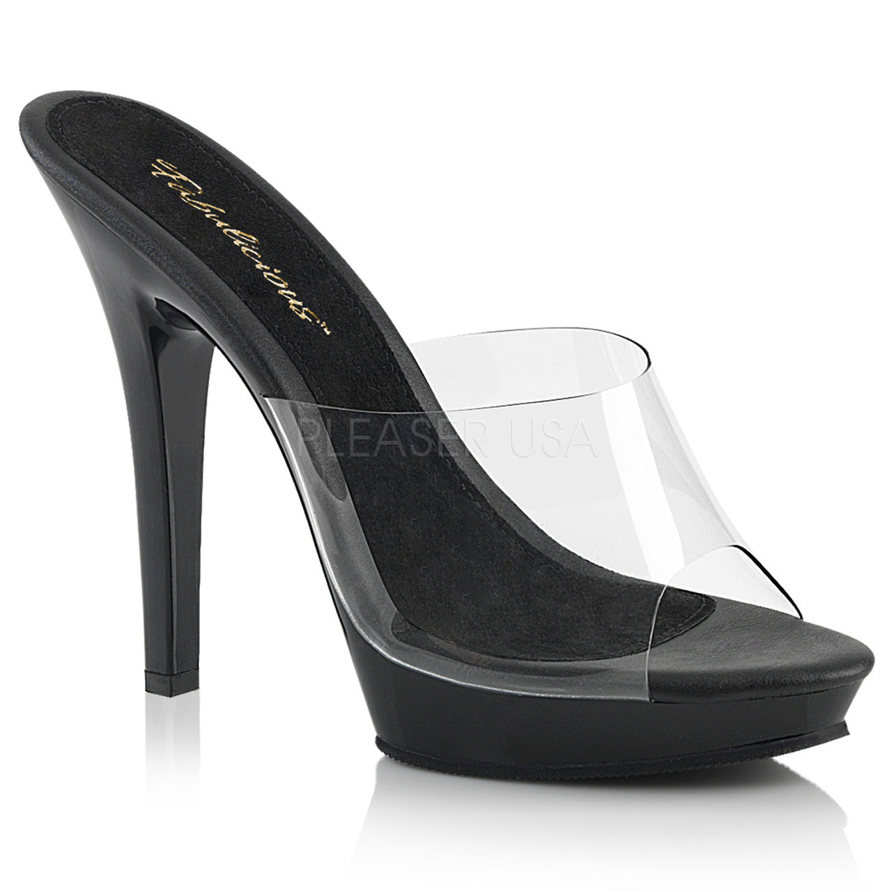 Women's Clear-Black 5" Heel Platform Slide