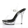5" Heel Clear-Black Platform Ankle Strap Sandal