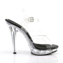 5" Heel Clear-Black Platform Ankle Strap Sandal