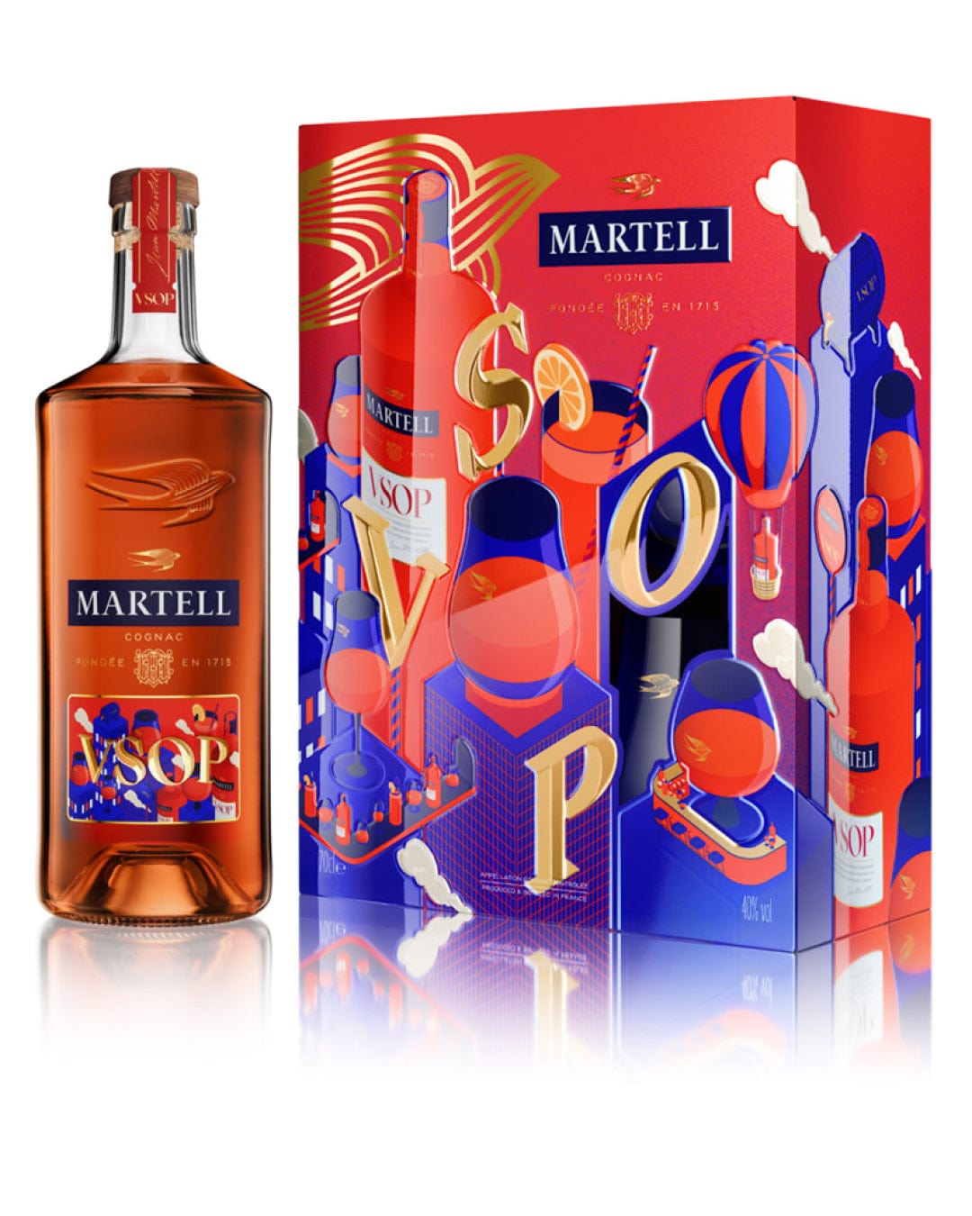 Martell VSOP Cognac with 2 Glass Gift Set, 70 cl