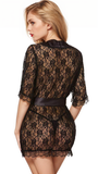 Lace Short Sleeve Lingerie Robe