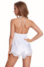 Charming White Satin Romper