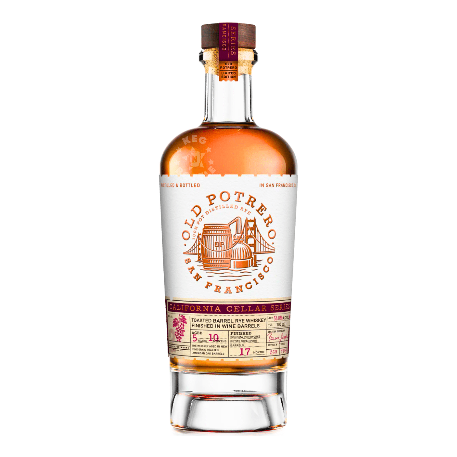 Old Potrero Straight Rye 5yr Whiskey California Cellar Series Sonoma Portworks Finish (700 ml)