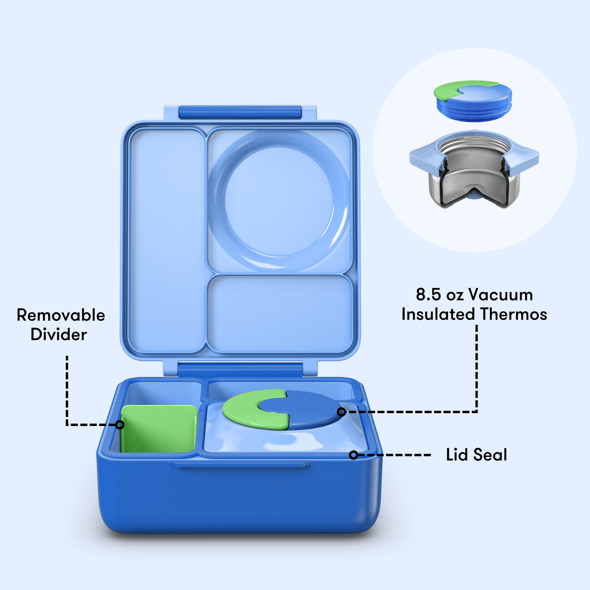 Omiebox - Thermal Insulated Sea Blue Bento Lunch Box