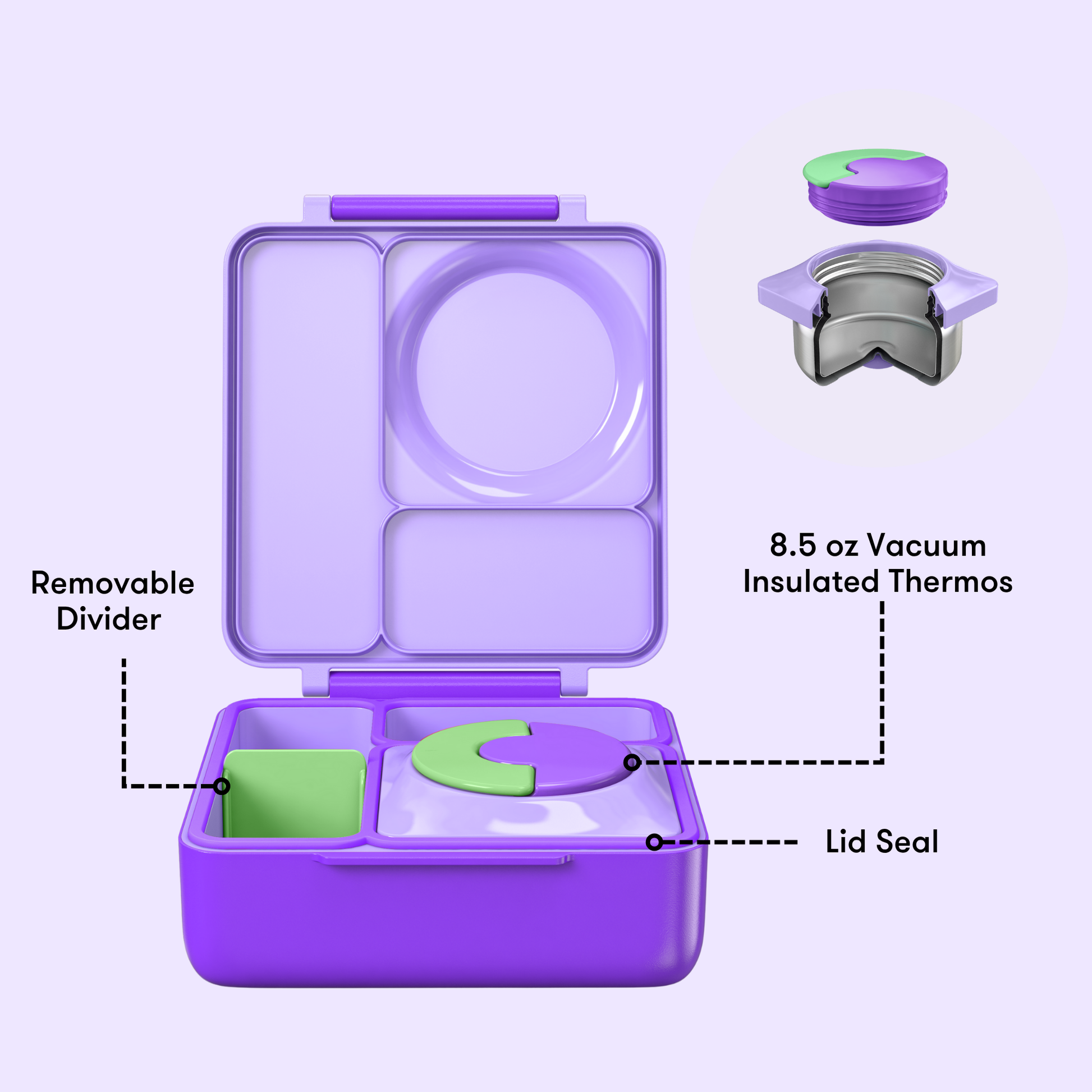 Omiebox - Heat Insulated Lilac Purple Bento Lunch Box
