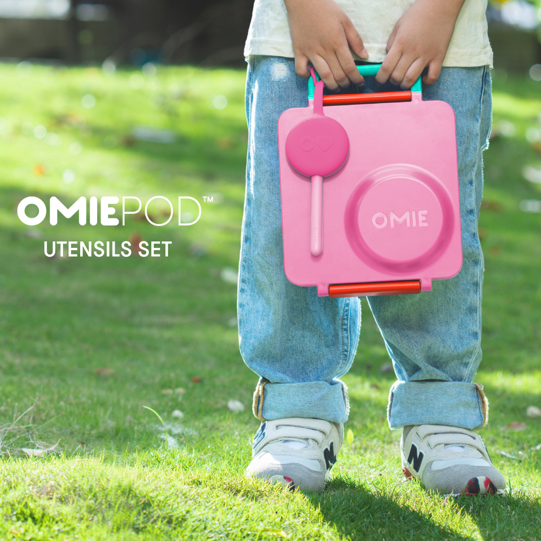 Omiebox - OmiePod Balloon Pink Silicone Fork and Spoon Set
