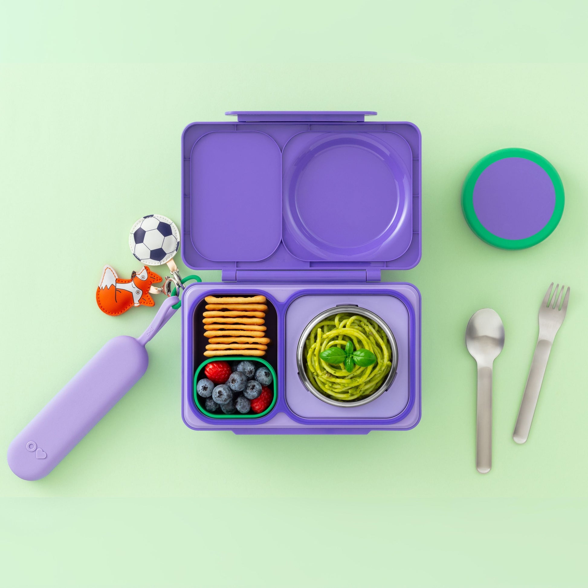 Omiebox - OmiePod UP Violet Silicone Fork and Spoon Set