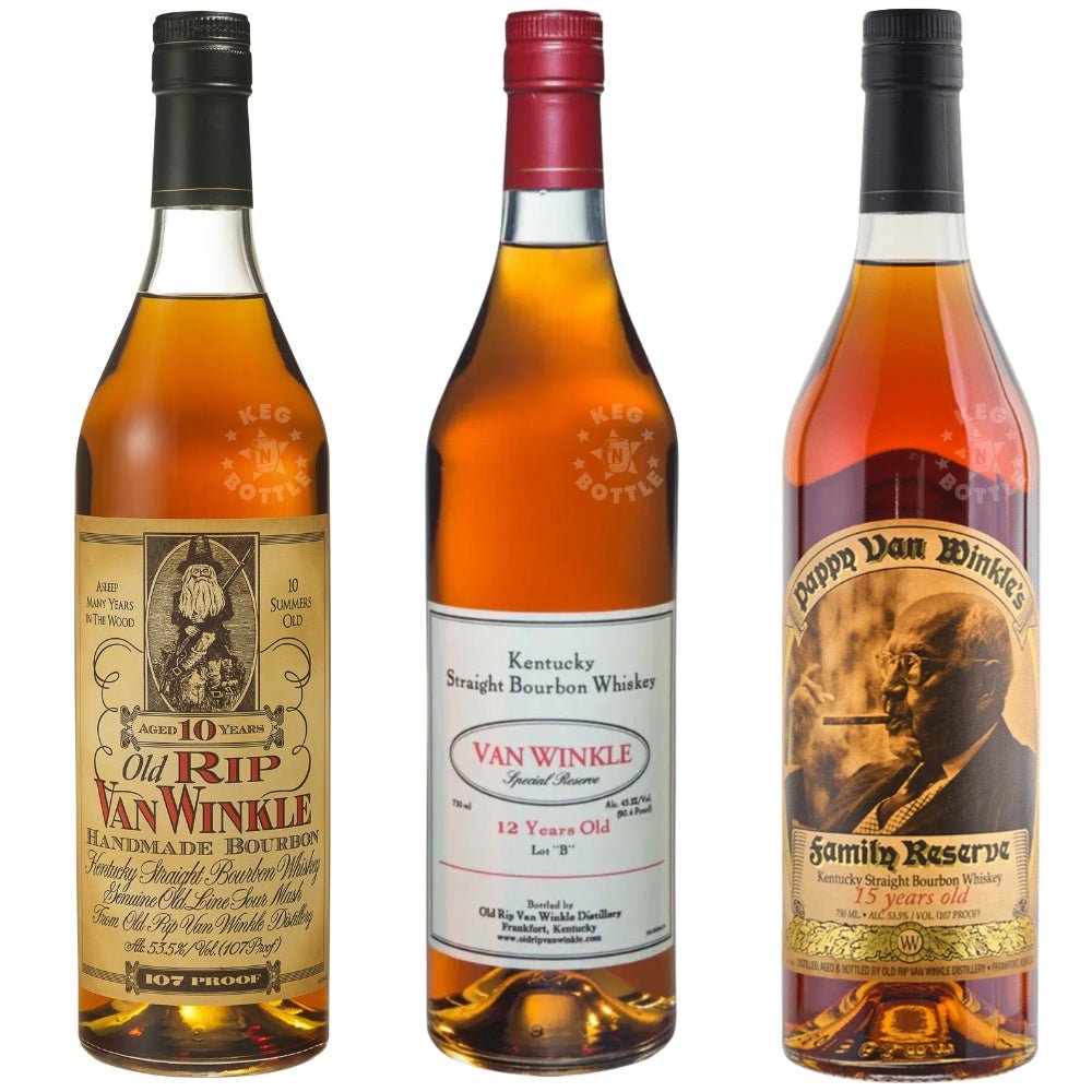 Pappy Van Winkle 10 Year, 12 Year Lot B & 15 Year Bourbon Bundle (3 x 750 ml)