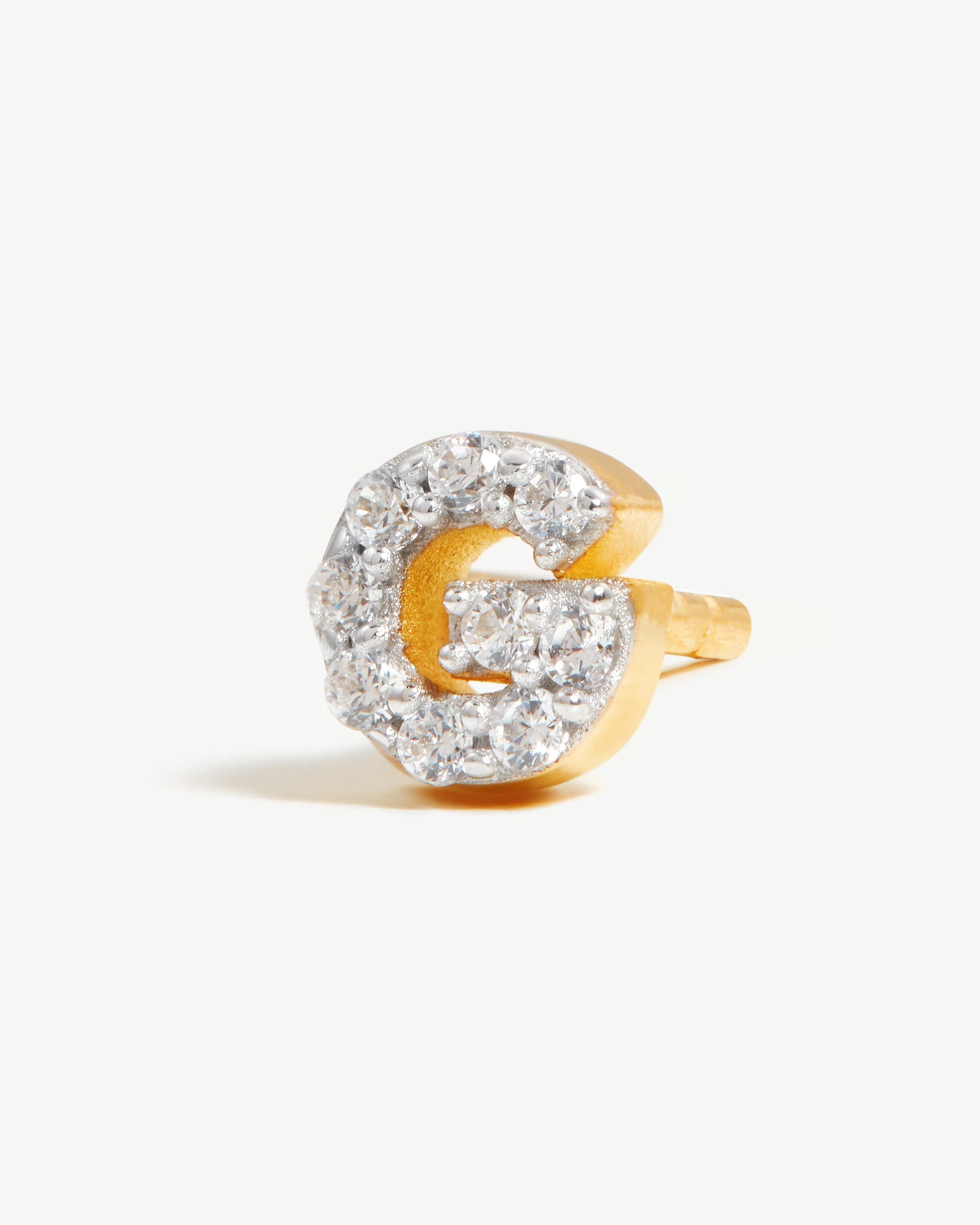 Pave Initial Single Stud Earring - Initial G | 18ct Gold Plated Vermeil/Cubic Zirconia Earrings Missoma 