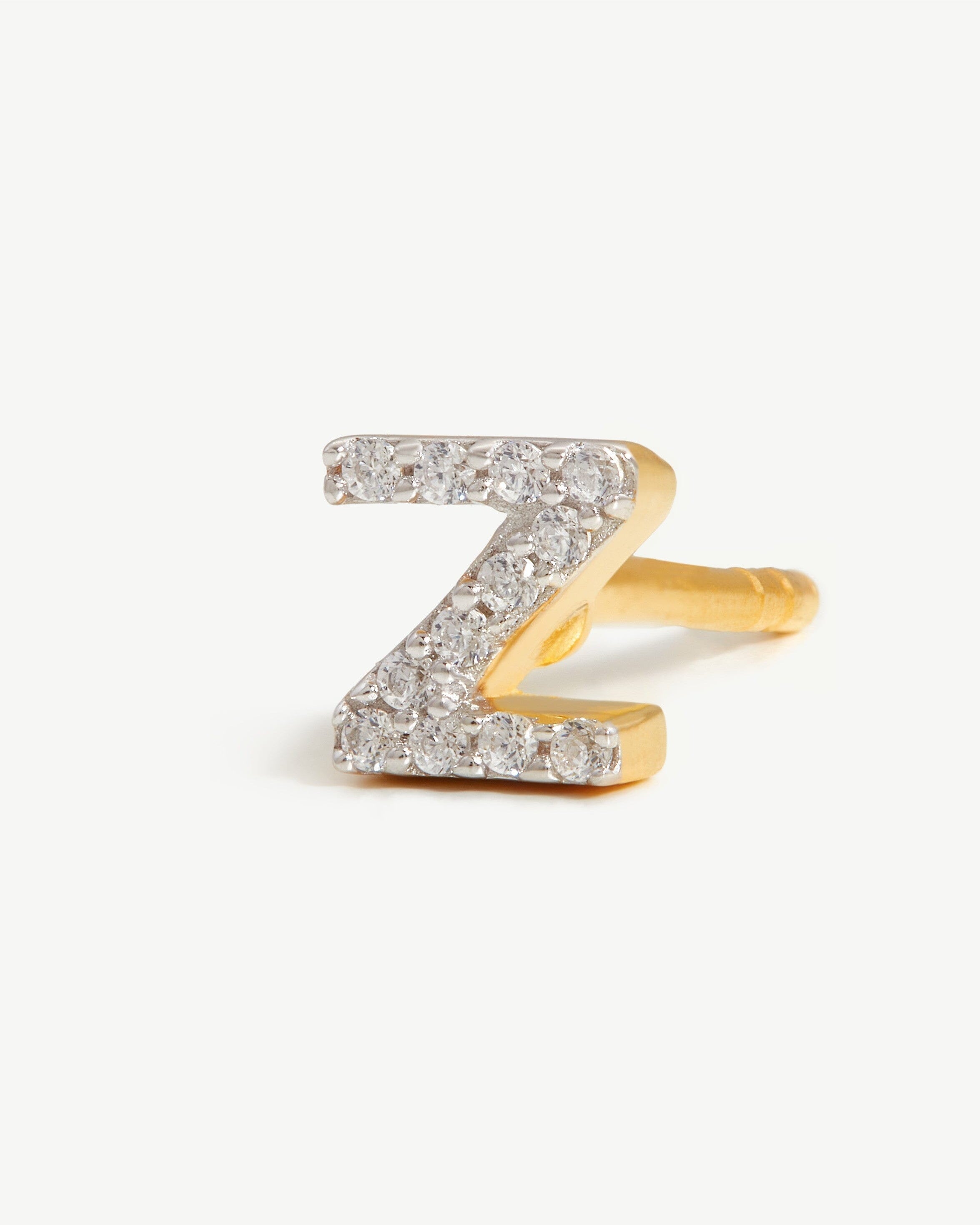 Pave Initial Single Stud Earring - Initial Z | 18ct Gold Plated Vermeil/Cubic Zirconia Earrings Missoma 
