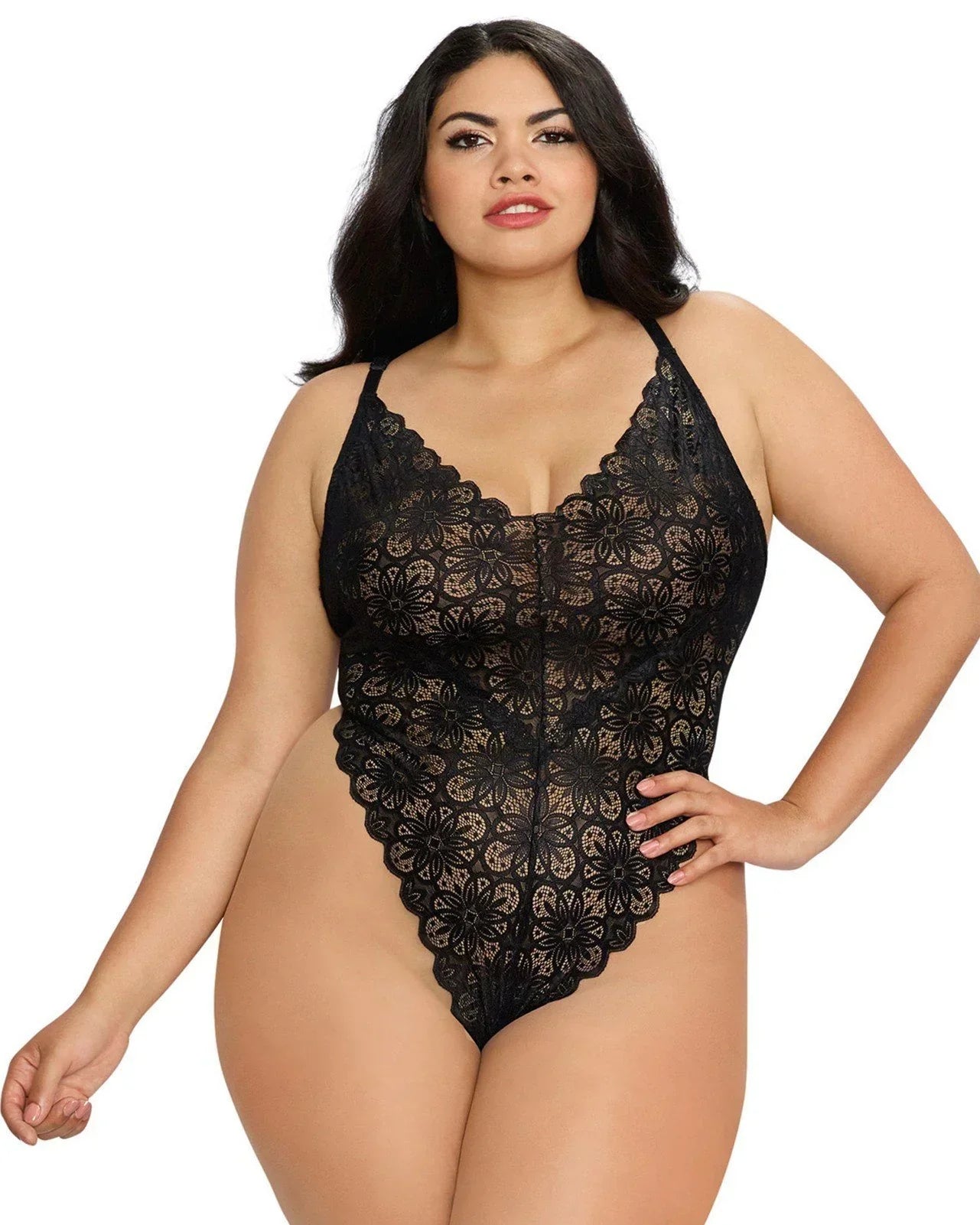 Plus Size Lace Teddy and Overskirt