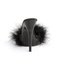 5" Heel Black Satin-Fur Platform Slide Sandal