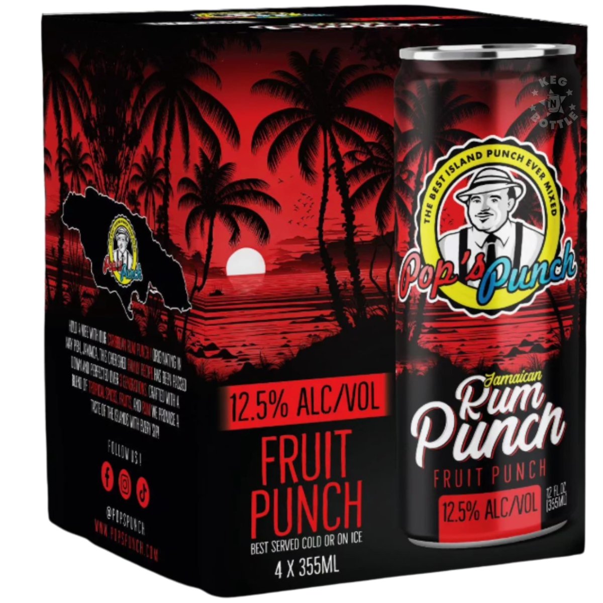 Pop’s Punch Jamaican Rum Punch – Fruit Punch (4 x 355 ml)
