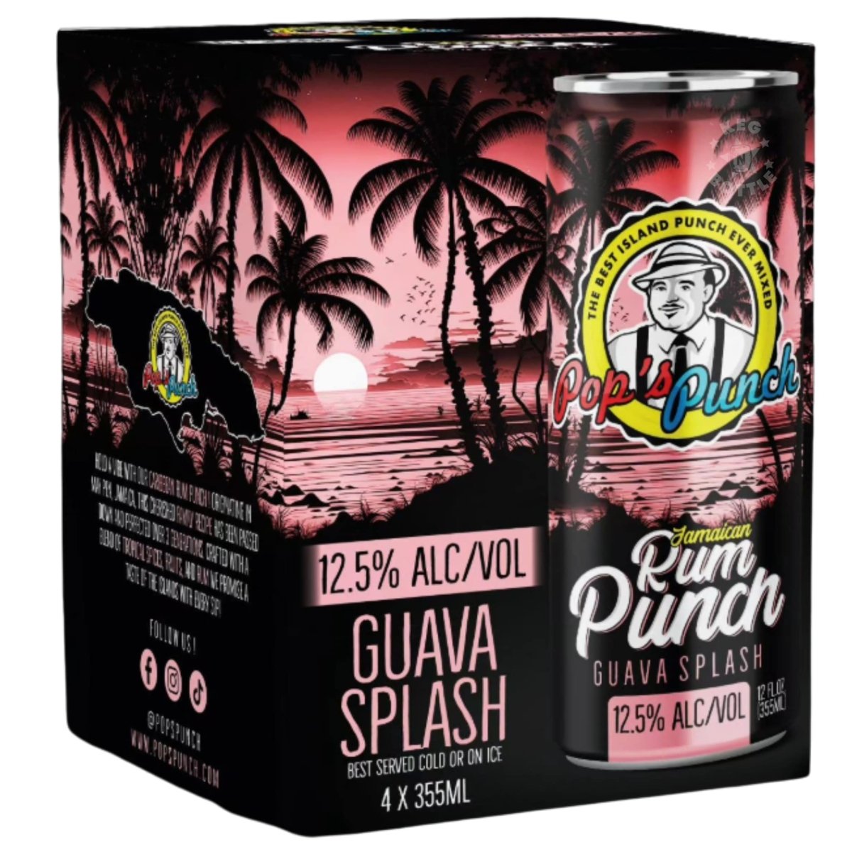 Pop’s Punch Jamaican Rum Punch – Guava Splash (4 x 355 ml)