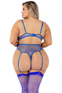 Plus Size Embroidered Mesh and Satin Teddy