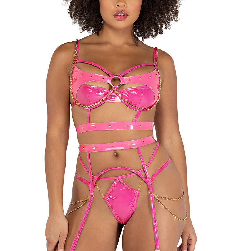 Vinyl and Chains Bra Set