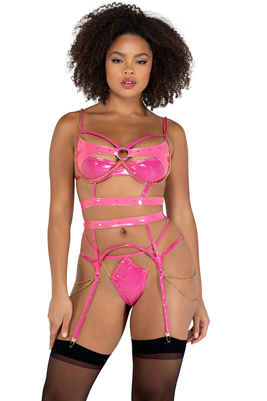 Vinyl and Chains Bra Set