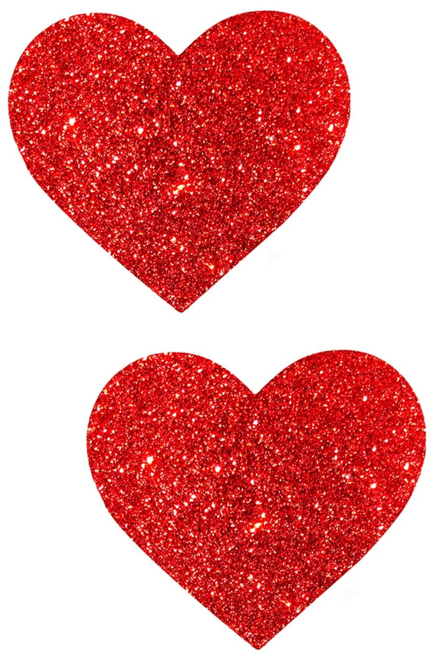 Ravish Me Red Glitter Heart Nipple Pasties