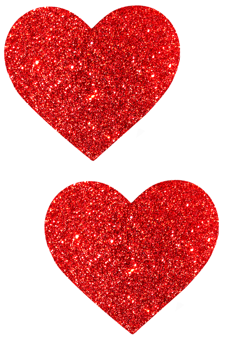 Ravish Me Red Glitter Heart Nipple Pasties
