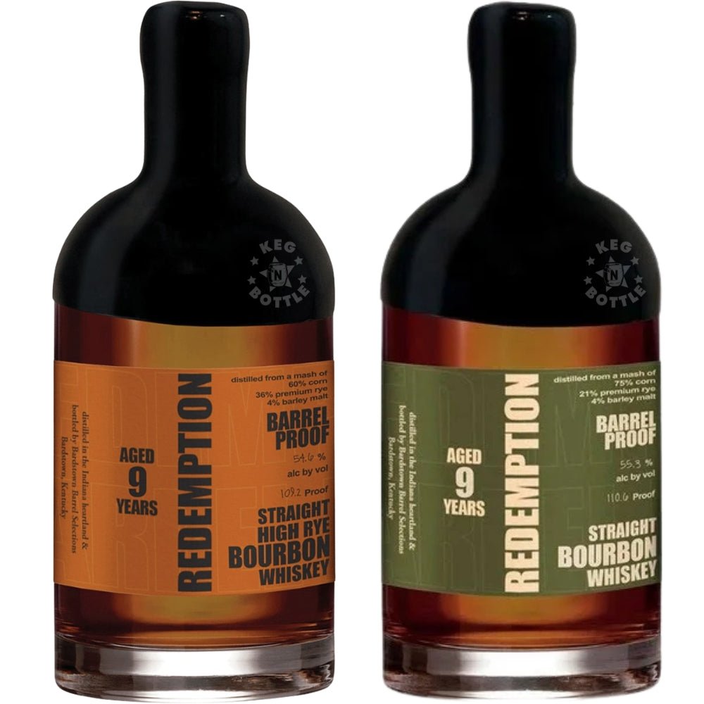 Redemption Barrel Proof High Rye Bourbon + 9 Year Bourbon Bundle (2 x 750 ml)