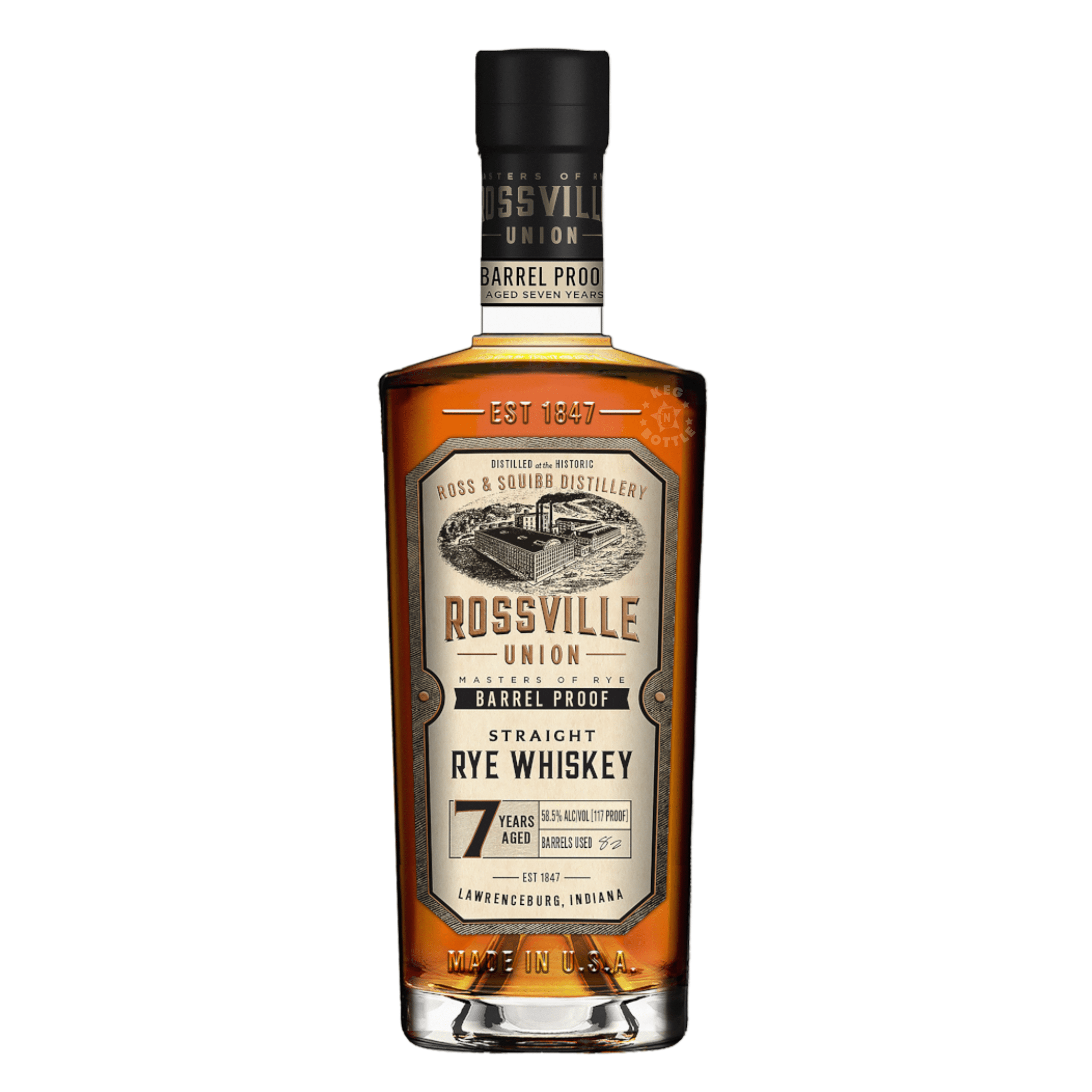 Rossville Union Barrel Proof Straight Rye Whiskey 7 year 117 proof (750 mL)