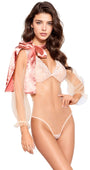 Sheer Pink Teddy with Satin Bow