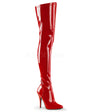 5" Heel Red Plain Stretch Thigh Boots*