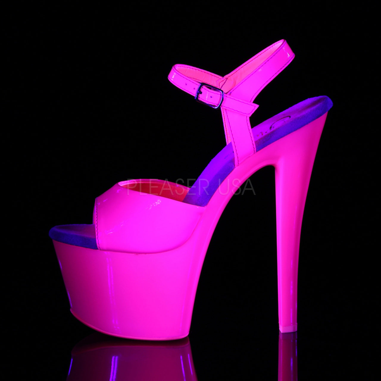 7" Hot Pink Ankle Strap Platform Pumps*