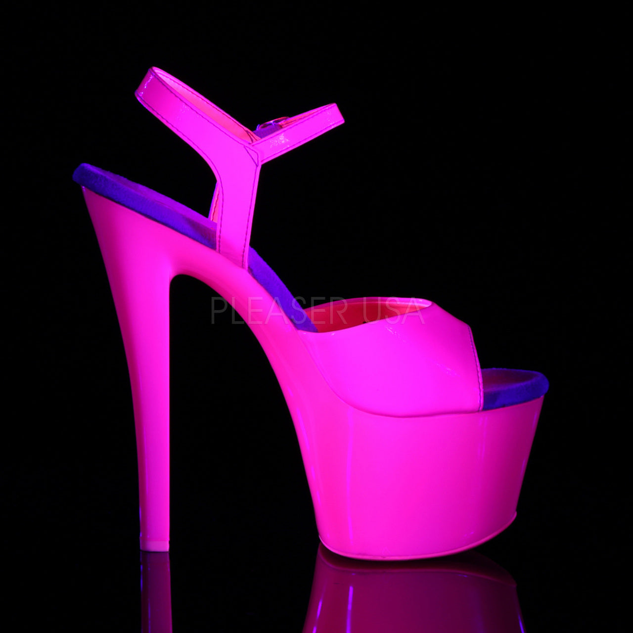 7" Hot Pink Ankle Strap Platform Pumps*