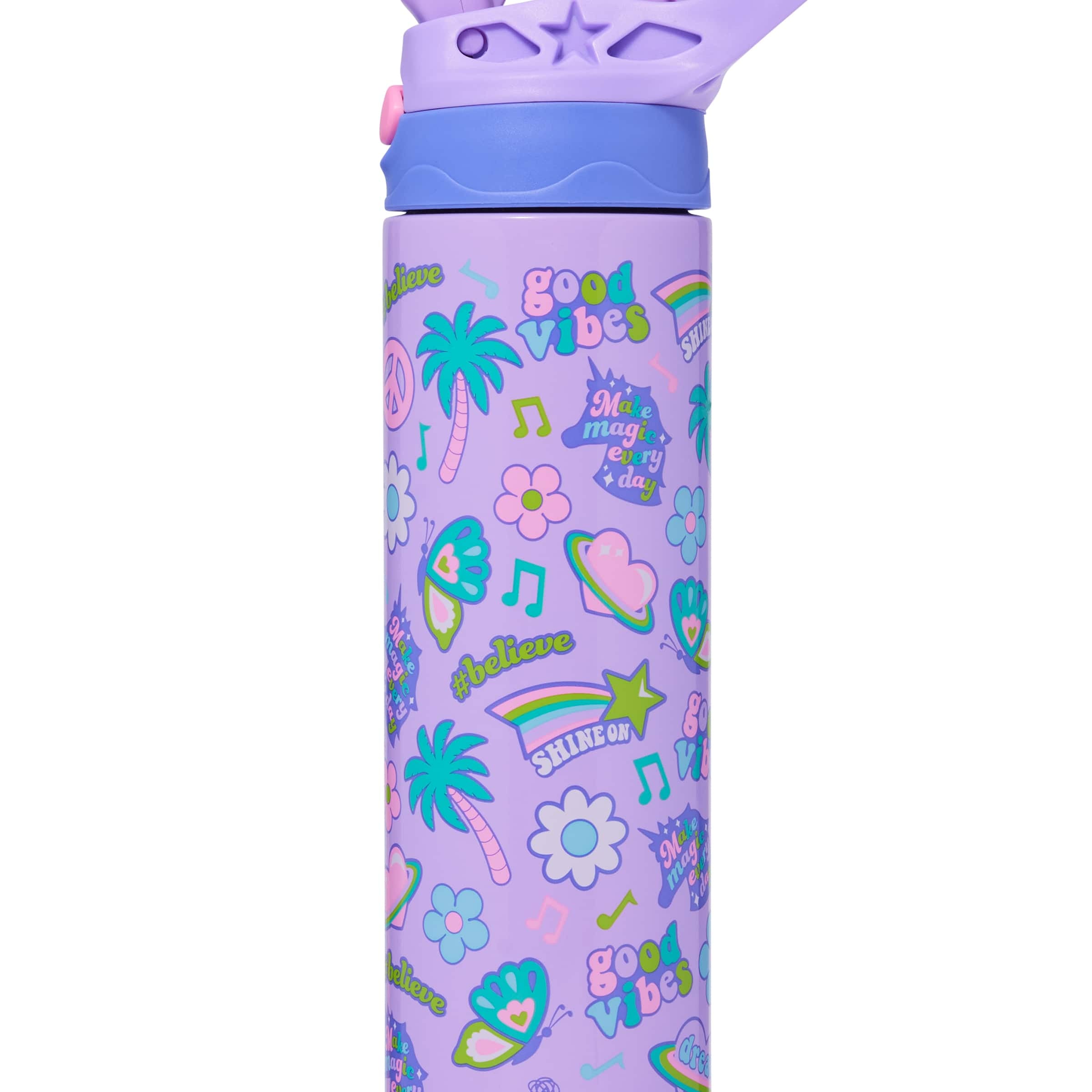 Smiggle - All Stars 520ML Automatic Hidden Straw Steel Bottle